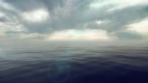 Peaceful View on Ocean with Gathering Clouds Stock Footage 131376305