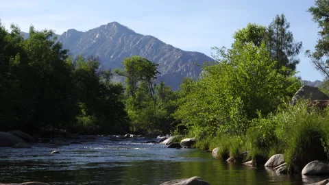 Peaceful view of the upper Kern River Stock Footage 133387909