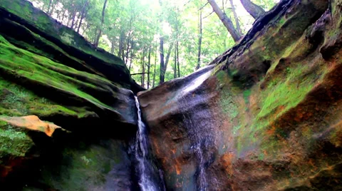 Peaceful Waterfall in the Caves Stock Footage 35291922