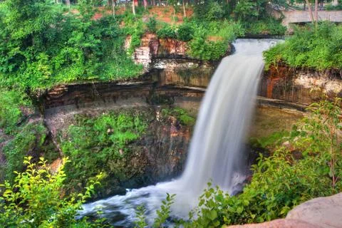 Peaceful waterfall in high dynamic range Stock Photos