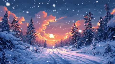 Peaceful Winter Forest with Falling Snow. Stock Footage 302346127