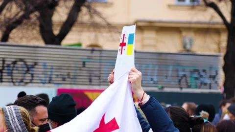A peacefull protest in Austria against the war in the Ukraine Stock Footage 171126198