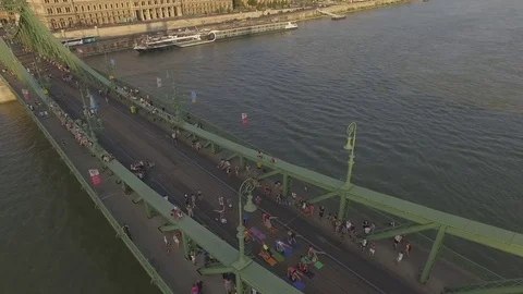Peacefull protest at a bridge Stock Footage 83427554