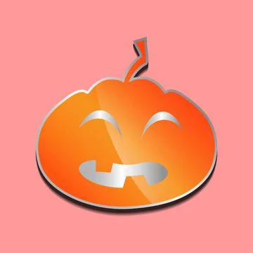 Peacefulorange pumpkin sticker on a colored background. Stock Illustration