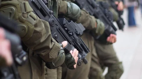 Peacemaker soldiers at street Video stock 79341045