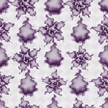Peach and  blue colored grid and 3d effect  flower shaped seamless pattern Stock Illustration