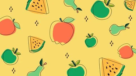 Peach and watermelon fruit background Stock Illustration