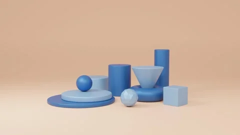 Peach Background with Abstract 3D Scene with Blue and Cyan Geometric Elements Stock Footage 278974534