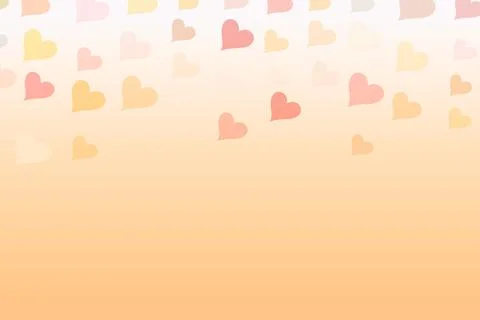 Peach background with hearts. Hearts fall from above. Below is an empty space Stock Illustration