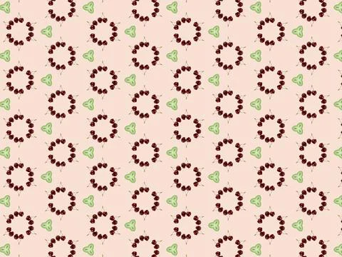 Peach blossom pattern with ripe cherries Stock Illustration