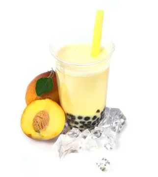 Peach boba bubble tea Stock Photos