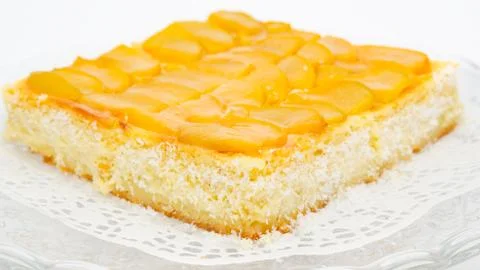 Peach cheese cake Stock Photos
