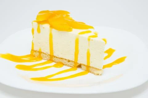 Peach cheesecake Stock Photos