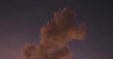 Peach cloud in twilight sky Stock Footage 240284404