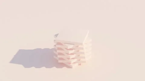 Peach colored Rotating plates combining in Cubic formation in Abstract 3d Stock-Footage 277317596