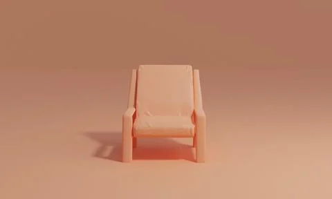 Peach colour armchair standing on same color background. 3d rendering Stock Illustration