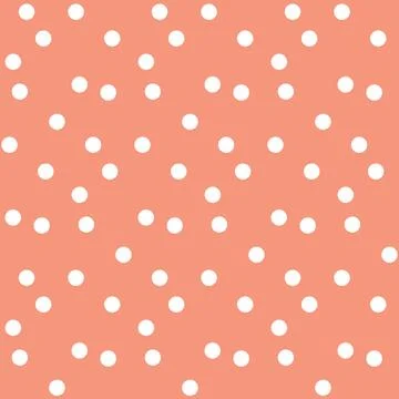 Peach colour background in white dots seamless pattern Stock Illustration
