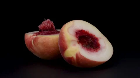 A peach cut in half Stock Footage 339041745