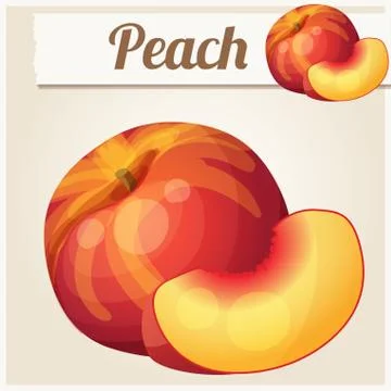 Peach.  Detailed Vector Icon Stock Illustration