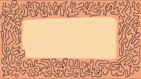 Peach doodle decorative border frame for copy space text overlay hand drawn.. Stock Footage 339791782