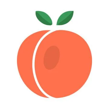 Peach flat icon. Fruit sign. Graph symbol for cooking web site and apps des.. Stock Illustration