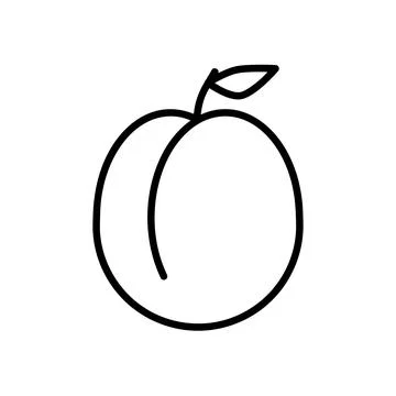Peach flat icon. Pictogram for web. Line stroke. Isolated on white background Stock Illustration