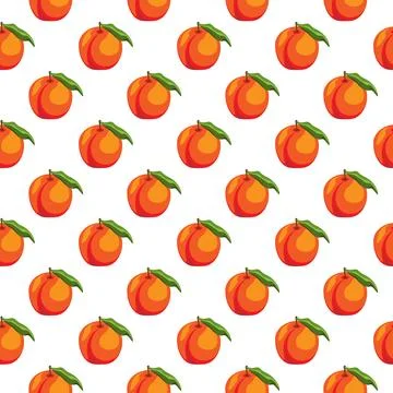 Peach flat seamless pattern on white background. Stock Illustration