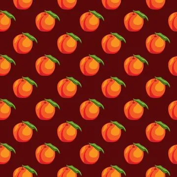 Peach flat seamless pattern on white background. Stock Illustration