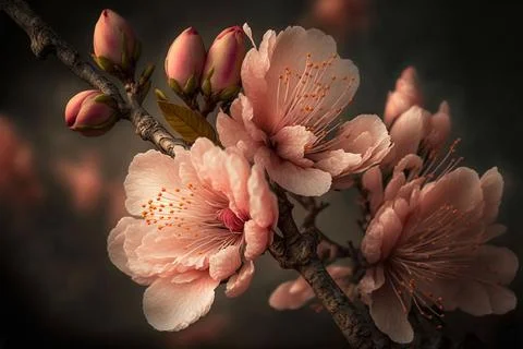 Peach flower branches put up Stock Illustration