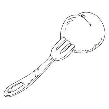 Peach fork. Illustrazione stock