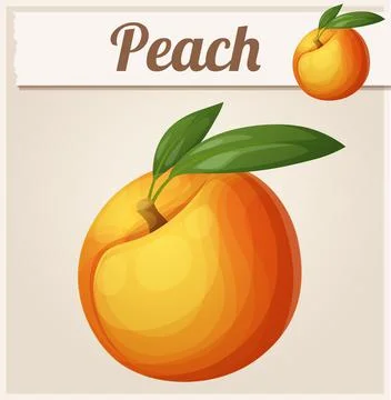 Peach fruit. Cartoon vector icon. Series of food and drink and ingredients for Stock Illustration