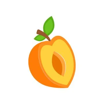 Peach fruit icon in flat style. Apricot vector illustration on isolated bac.. 스톡 일러스트