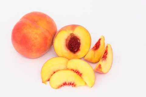 Peach fruit isolated on white background Stock Photos