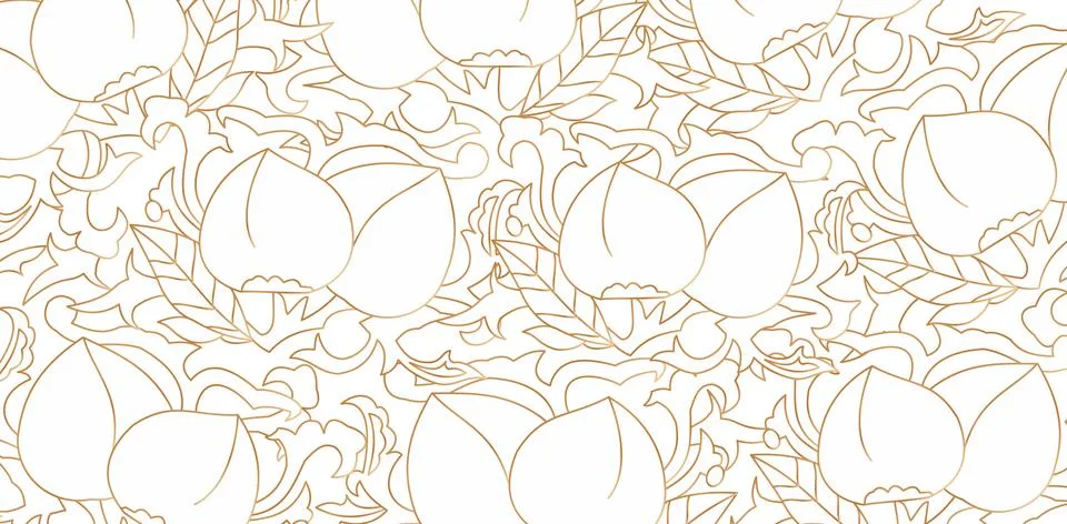 Peach Fruit Pattern gold Stock Illustration
