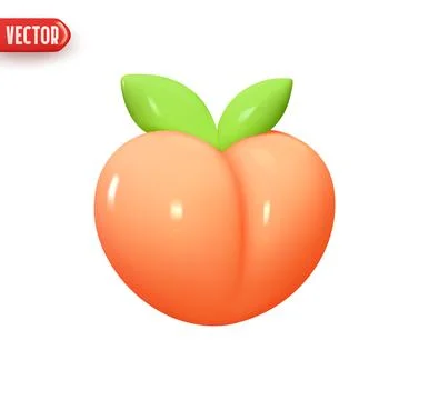 Peach fruit. Realistic 3d design element In plastic cartoon style. Icon iso.. Illustrazione stock