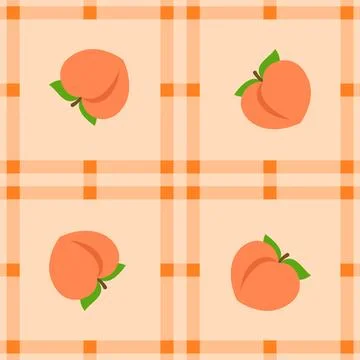 Peach fruit seamless for pattern fabric, simple peach fruit cute repeat in .. Illustrazione stock
