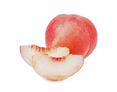 Peach. Fruit with slice isolated on white background Stock Photos