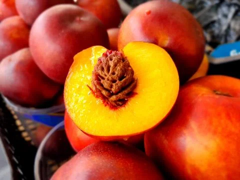 Peach fruit smooth skin variant fruit. Stock Photos