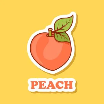 Peach fruit sticker icon in flat style. Apricot vector illustration on isol.. 스톡 일러스트