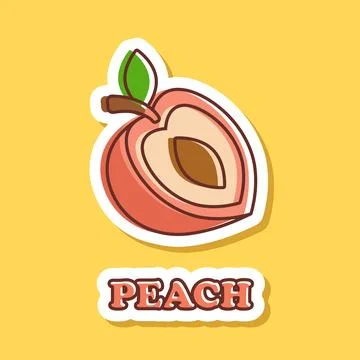 Peach fruit sticker icon in flat style. Apricot vector illustration on isol.. 스톡 일러스트
