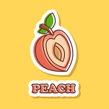 Peach fruit sticker icon in flat style. Apricot vector illustration on isol.. 스톡 일러스트