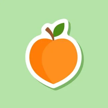 Peach fruit sticker icon in flat style. Apricot vector illustration on isol.. 스톡 일러스트