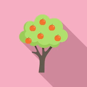 Peach fruit tree icon flat vector. Garden plant Stock Illustration