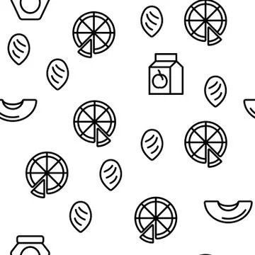Peach Fruit Vector Seamless Pattern Illustrazione stock