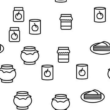 Peach Fruit Vector Seamless Pattern Stock Illustration