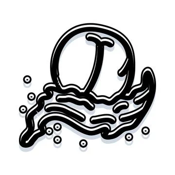 Peach fruit wave splash black and white graphic Stock Illustration