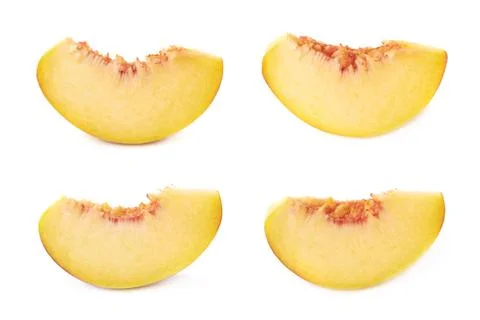 Peach fruit's slice isolated Stock Photos