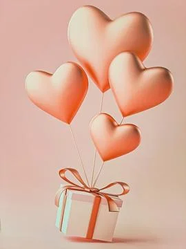 Peach Fuzz abstract bokeh background in the shape of hearts. Valentine's Day Stock Illustration