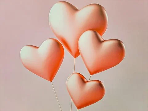Peach Fuzz abstract bokeh background in the shape of hearts. Valentine's Day Stock Illustration