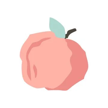 Peach hand drawn flat icon isolated on white. Colorful vector sign, logo 스톡 일러스트